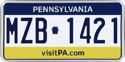 PA license plate MZB1421