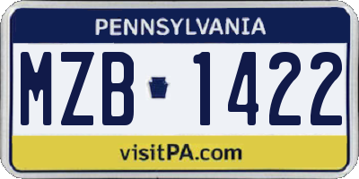 PA license plate MZB1422