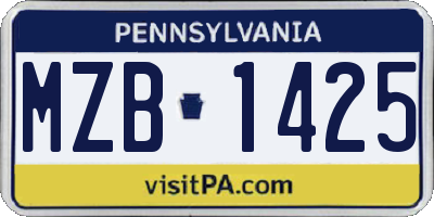 PA license plate MZB1425