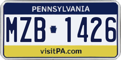PA license plate MZB1426