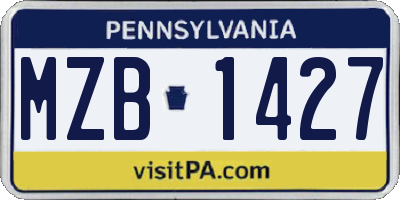 PA license plate MZB1427