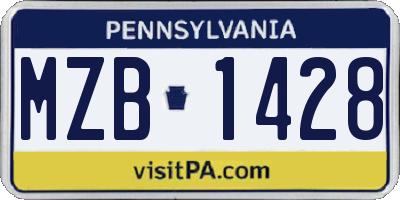 PA license plate MZB1428
