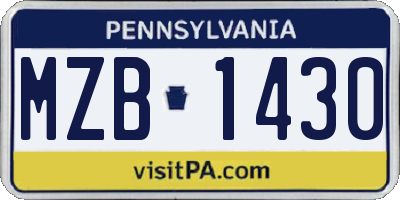 PA license plate MZB1430