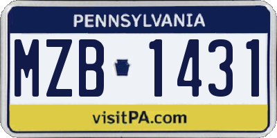 PA license plate MZB1431