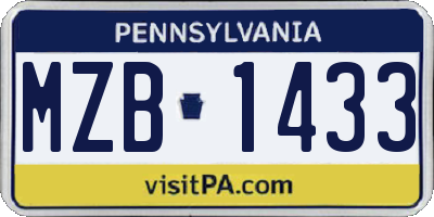 PA license plate MZB1433