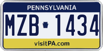 PA license plate MZB1434