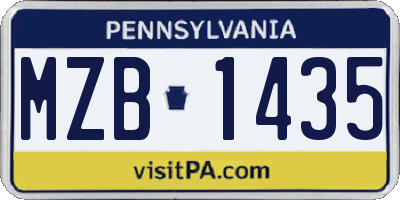 PA license plate MZB1435