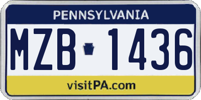 PA license plate MZB1436