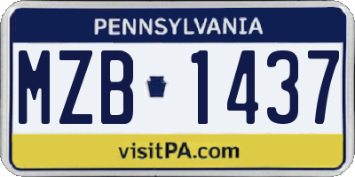 PA license plate MZB1437