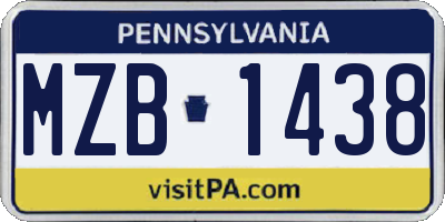 PA license plate MZB1438
