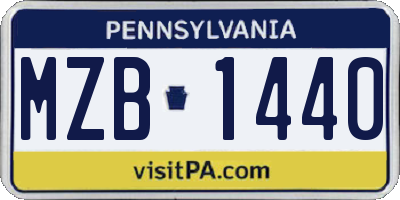 PA license plate MZB1440