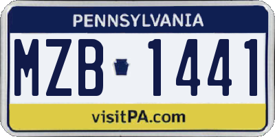PA license plate MZB1441
