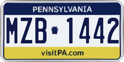 PA license plate MZB1442