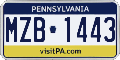 PA license plate MZB1443