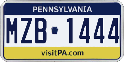 PA license plate MZB1444