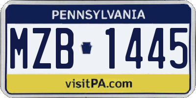 PA license plate MZB1445