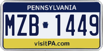 PA license plate MZB1449