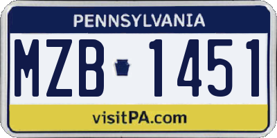PA license plate MZB1451