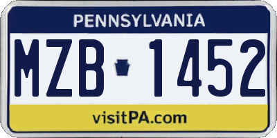 PA license plate MZB1452