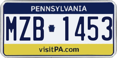 PA license plate MZB1453