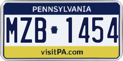 PA license plate MZB1454