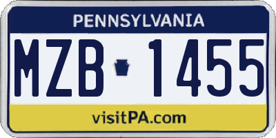 PA license plate MZB1455