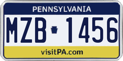 PA license plate MZB1456