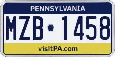 PA license plate MZB1458