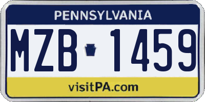 PA license plate MZB1459