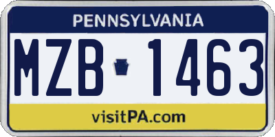 PA license plate MZB1463