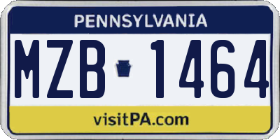 PA license plate MZB1464
