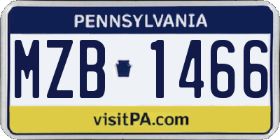 PA license plate MZB1466