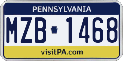 PA license plate MZB1468