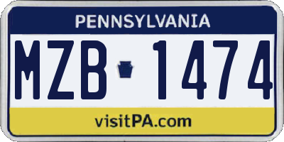 PA license plate MZB1474