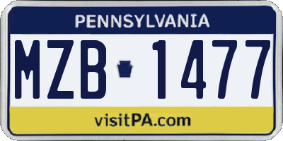 PA license plate MZB1477