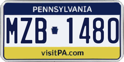 PA license plate MZB1480
