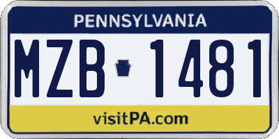 PA license plate MZB1481