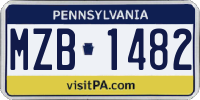PA license plate MZB1482