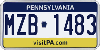 PA license plate MZB1483