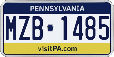 PA license plate MZB1485