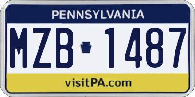 PA license plate MZB1487