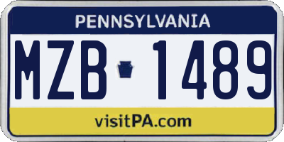 PA license plate MZB1489