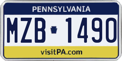 PA license plate MZB1490