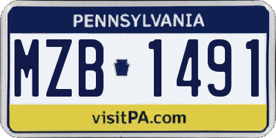 PA license plate MZB1491