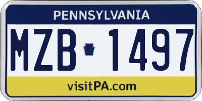 PA license plate MZB1497