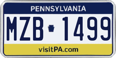 PA license plate MZB1499