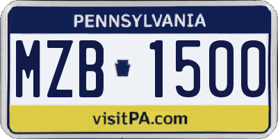PA license plate MZB1500