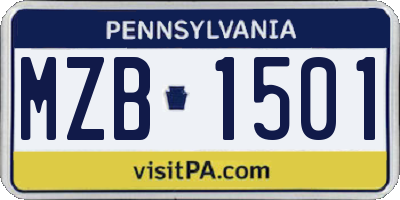 PA license plate MZB1501