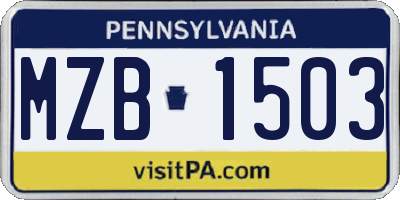 PA license plate MZB1503