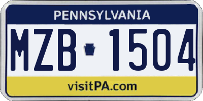 PA license plate MZB1504